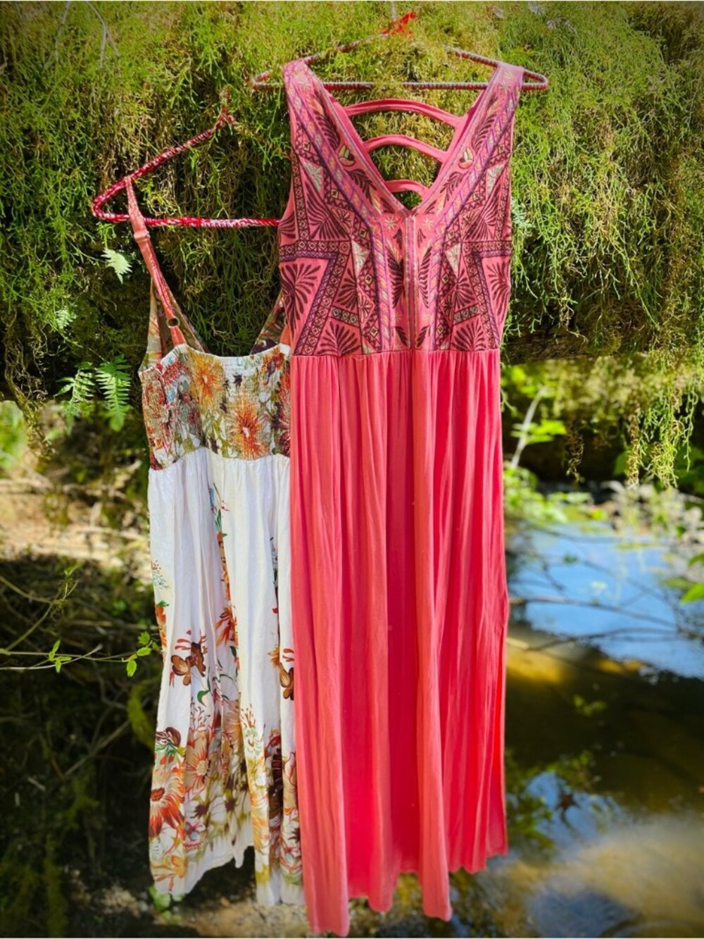 MAGIC | 1X | Floral 100% Cotton Gauze V-Neck Tank Crochet Flowy Boho Maxi Dress - Picture 11 of 12